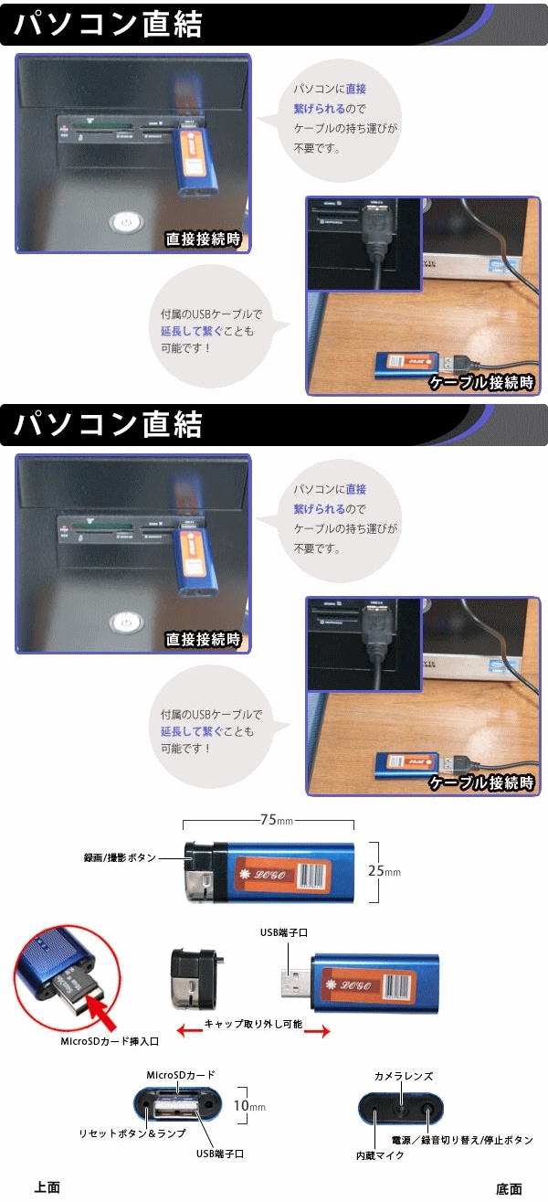 100円ライター型ビデオカメラ